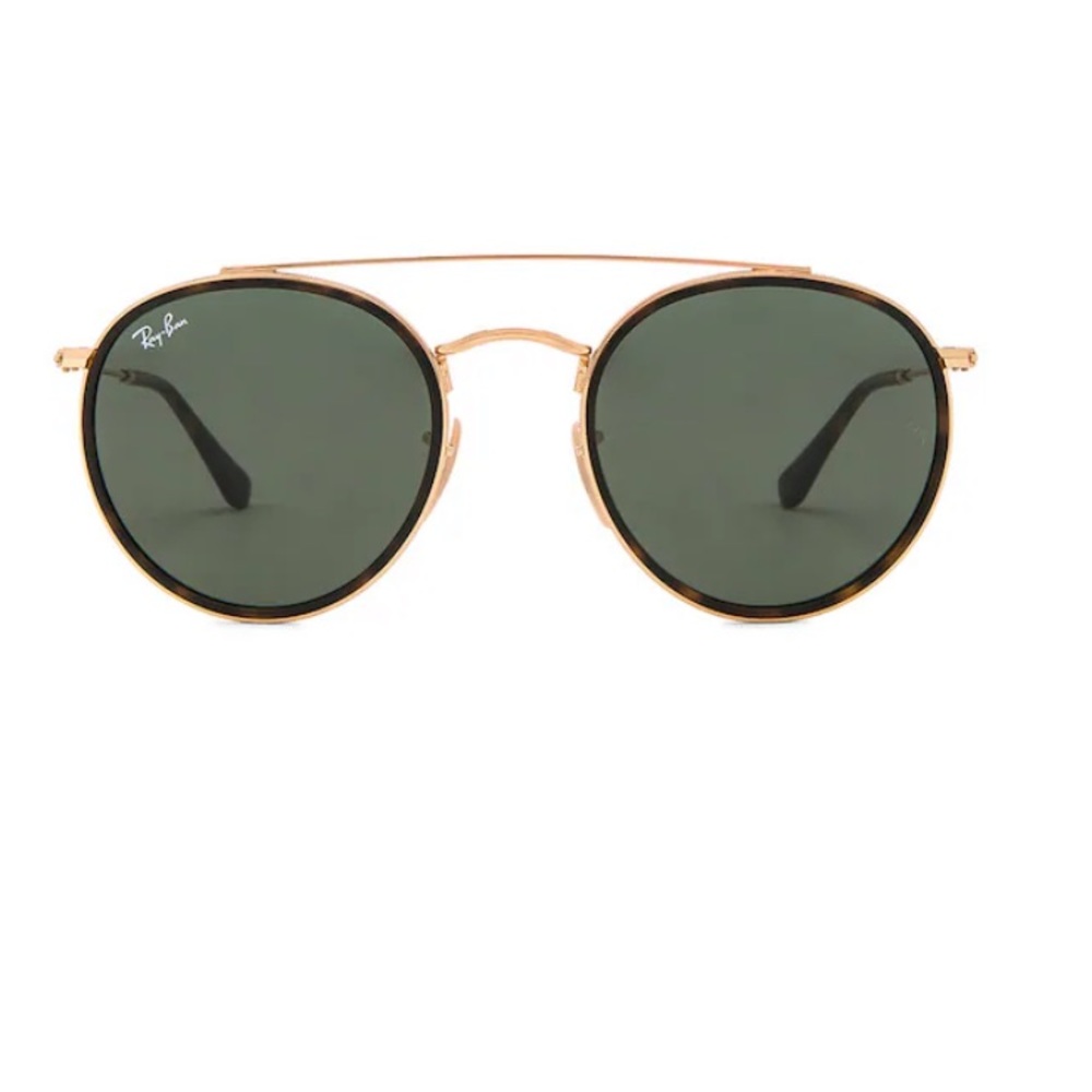 Ray Bans Round Double Bridge in Gold & Green Classic